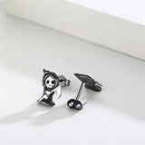 Grim Reaper Earrings Sterling Silver Ghost Earrings Devil Studs Black horror Earrings Halloween Earrings Skull Jewelry for Women Teen Girls