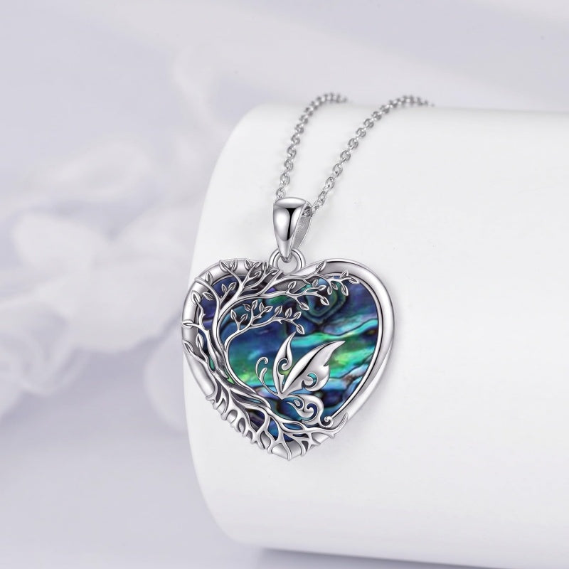 Sterling Silver Tree of Life Heart Shaped Horse Cat Dragonfly Butterfly Hummingbird Pendant Necklace