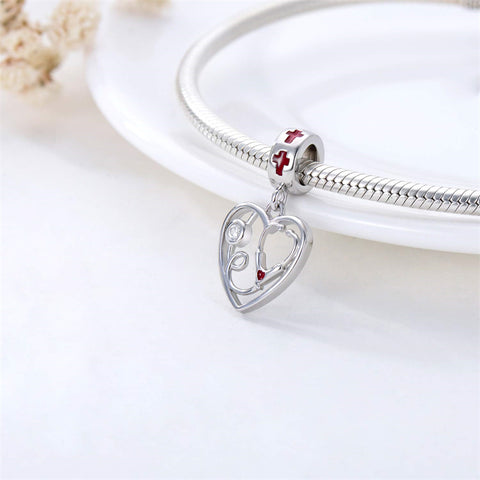 Sterling Silver Medical Stethoscope Charm Beads