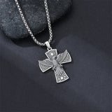 Sterling Silver Eagle Cross Religious Pendant Necklace