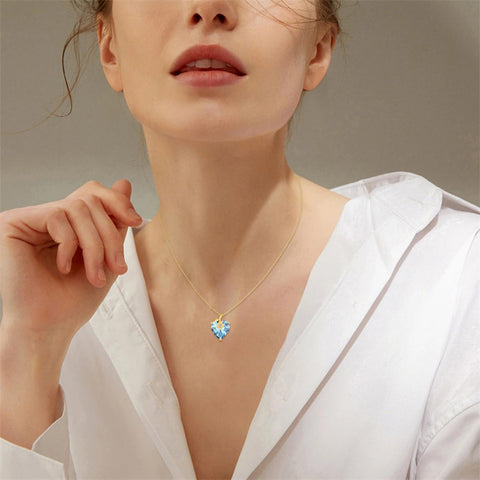 10K 14K 18K Yellow Gold Heart Birthstone Sunflower Pendant Necklace