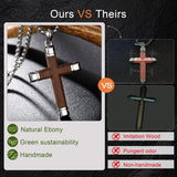 14K Gold  Plated Wooden Cross Crucifix Pendant Necklace for Men
