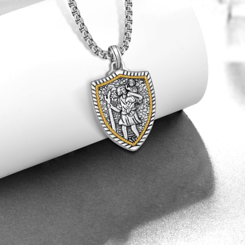14K Gold Plated Masonic Cross Compass St Michael St Christopher Santa Muerte Star of David Pendant Necklace