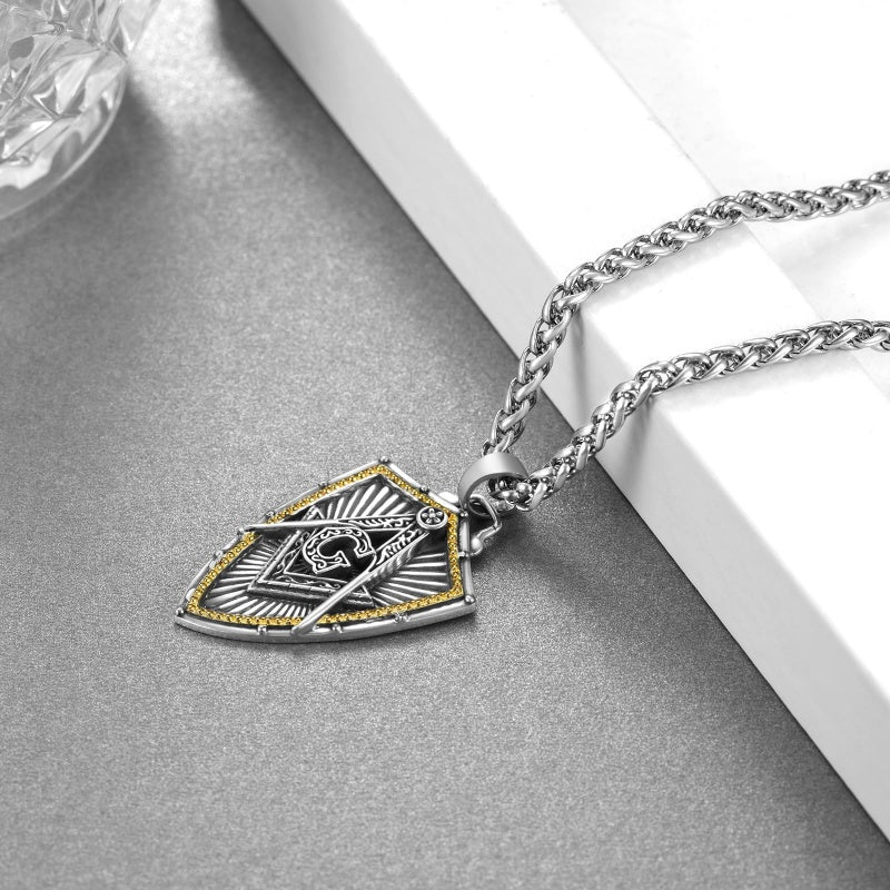 14K Gold Plated Masonic Cross Compass St Michael St Christopher Santa Muerte Star of David Pendant Necklace