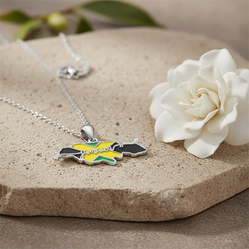 Sterling Silver Jamaica America Texas Africa Map Pendant Necklace Country Map Chain Jewelry Gifts