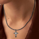 Sterling Silver Cross Christian Pendant Necklace for Men