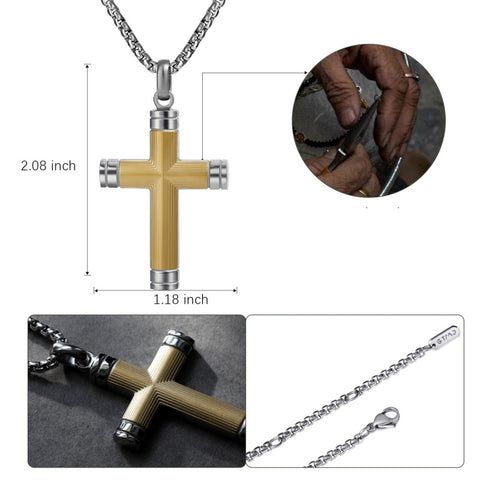 14K Gold Plated Cross Necklace for Men with Adjustable Chain Jewelry Gift for Him