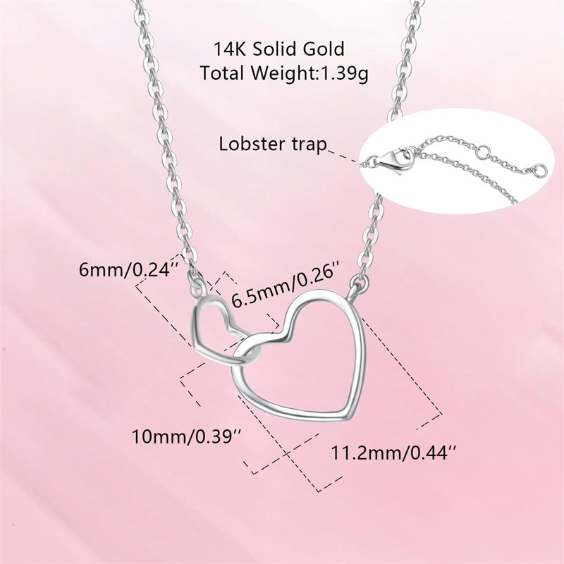 10K 14K 18K Solid Gold Heart Pendant Necklace Mothers Day Gift