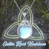 Sterling Silver Moss Agate Labradorite Moonstone Opal Turquoise Celtic Knot  Pendant Necklace