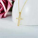 14K Solid Gold Cross Necklace for Women, Real Gold Faith Cross Pendant Religious Jewelry Gift for Her, Wife, Mom 16"-18"