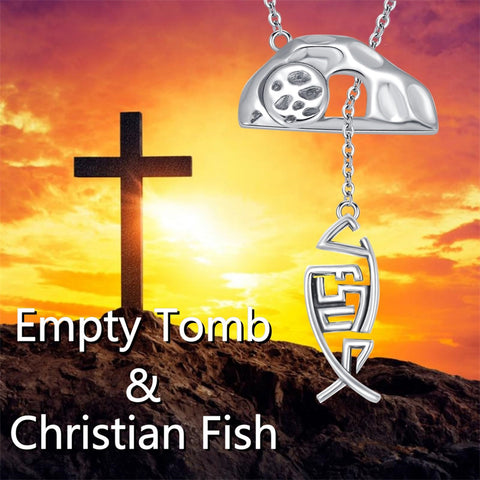 Sterling Silver Amulet Empty Tomb Pendant Necklace