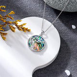 Sterling Silver Abalone Shell Tree of Life Lion Wolf Cat Dog Pendant Necklace