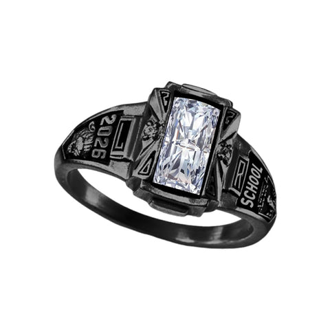 Sterling Silver Customized  Pattern  Engraved Class Ring for Men