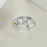 Hummingbird Rings for Women Sterling Silver Anxiety Rings Open Rings Gifts for Girls