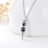 Pet Paw Bullet Cremation Jewelry for Ashes Sterling Silver Urn Necklaces for Ashes of Loved Ones Keepsake Memorial Gifts for Grandma Mother