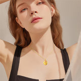 10K 14K 18K Solid Gold Personalized Photo Oval Sunflower Rose Pendant Necklace