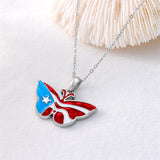Sterling Silver Butterfly Frog Tree of Life Puerto Rico Flag Pendant Necklace