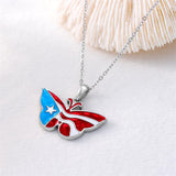 Puerto Rico Necklace 925 Sterling Silver Puerto Rico Flag Pendant Gifts for Men Women Puerto Ricans