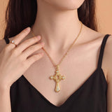 10K 14K 18K Gold Cross Pendant Necklace Religious Jewelry Gifts for Men and Women