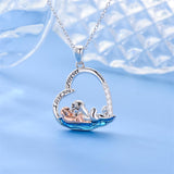 Sterling Silver Raccoon Dolphin Sea Otter Wolf Sloth Mother Daughter Pendant Necklace