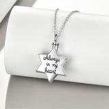 Sterling Silver Abalone Shell Star of David Urn Necklace for Ashes Engraved With Always in My Heart
