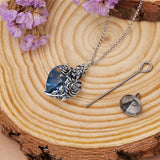 Sterling Silver Heart TearDangle Crystal Rose Cremation Urn Necklace for Ashes
