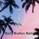 Sterling Silver Cubic Zircon Angel Wings Mermaid Tail Palm Tree Pet Paw Print Belly Button Ring