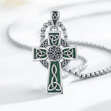 14K Gold Plated Celtic Vikin Cross Pendant Necklace Irish Jewelry Religious Protective Gift