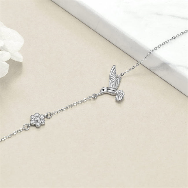 Animal Bracelet Sterling Silver Hummingbird Bracelet Cute Animal Jewelry for Women Girls Gifts