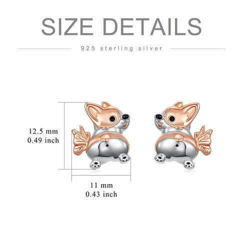 Corgi Earrings S925 Sterling Silver Dog Earrings Corgi Gifts for Corgi Lovers Cute Animal Jewelry for Women Girls