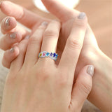 Copper Sterling Silver Personalized 1-6 Simulated Birthstones  Infinity Family Ring for Women