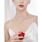 10K 14K 18K White Gold Heart Birthstone Rose Pendant Necklace Mothers Day Gift