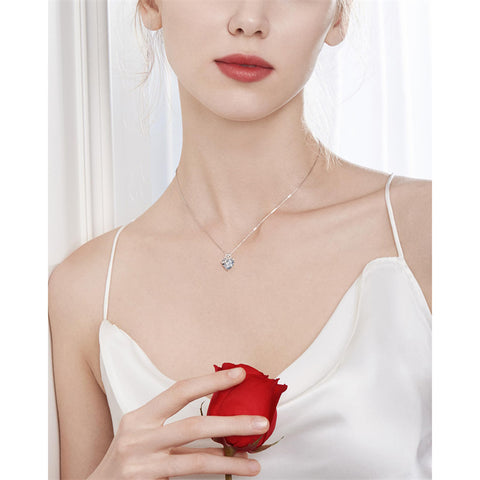 10K 14K 18K White Gold Heart Birthstone Rose Pendant Necklace Mothers Day Gift