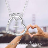 14K l Gold Heart Cubic Zirconia Cross Heart Pendant Necklace