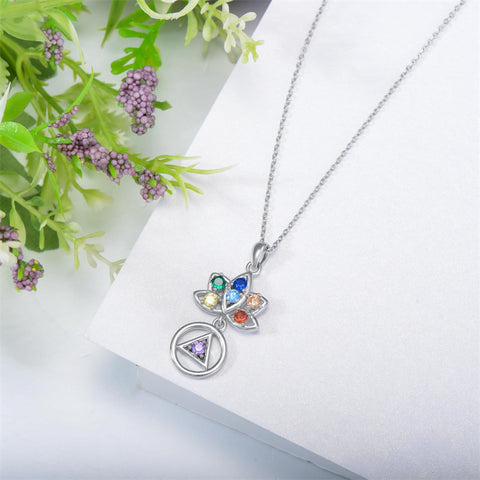 Sterling Silver  AA 7 Chakra Spiritual Pendant Necklace