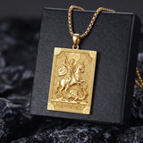 14K Gold PlatedJesus Saint Michael Saint George Saint Jude Pendant Necklace