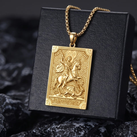 14K Gold PlatedJesus Saint Michael Saint George Saint Jude Pendant Necklace