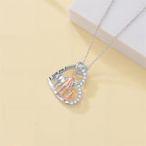 Sterling Silver Father Daughter Western Cowgirl Pendant Necklace