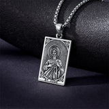Sterling Silver Saint Anthony Saint Jude Saint Christopher   Saint Michael Amulet Religious Pendant Necklace