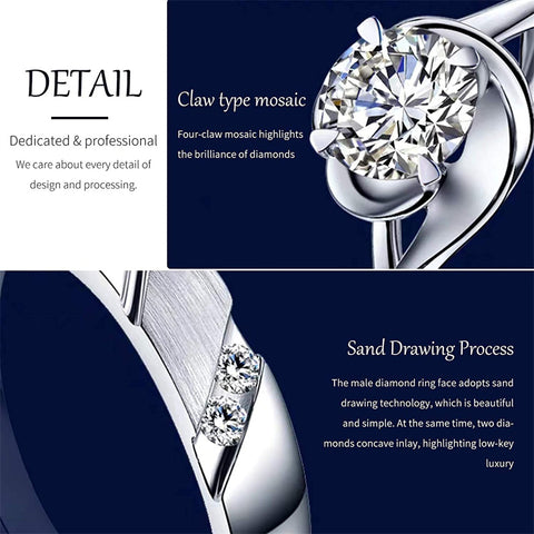 Sterling Silver Cubic Zirconia Endless Love Matching Set Couple Rings