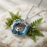 Sterling Silver Blue Crystal  Tree of Life Raccoon Bunny Cat Corgi  Pendant  Necklace  Anniversary Birthday Gifts