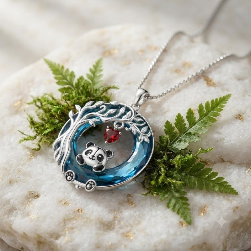 Sterling Silver Blue Crystal  Tree of Life Raccoon Bunny Cat Corgi  Pendant  Necklace  Anniversary Birthday Gifts