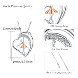 Ballet Heart Necklace S925 Sterling Silver Heart Pendant Necklaces Jewelry Gifts for Women Teen Girls Mum Girlfriends Birthday Gift