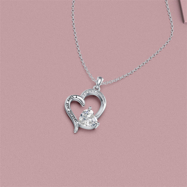 Personalized 10k/14k/18k Solid Gold Heart Pendant Necklace for Women Birthstone Necklace Jewelry for Birthday Christmas