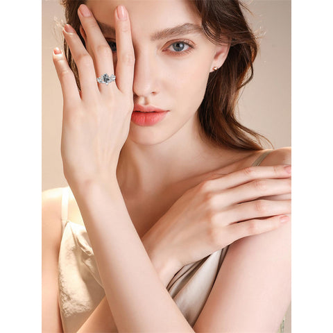 Sterling Silver Pear Oval Kite Heart Hexagon Emerald Coffin Cut Gemstone Engagement Promise Ring Set