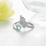 Sterling Silver  Moonstone Snake Fox Cat Octopus Wolf Ring
