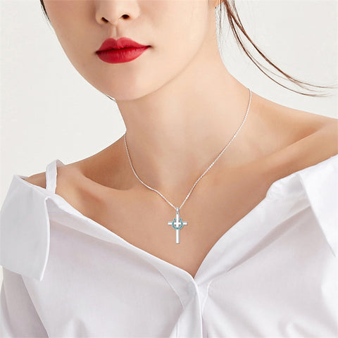 Sterling Silver Turquoise Cross Bear Claw Cowboy Boot Pendant Necklace