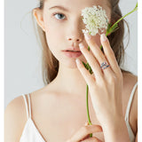 Sterling Silver Cubic Zirconia Rose Adjustable Spoon Ring