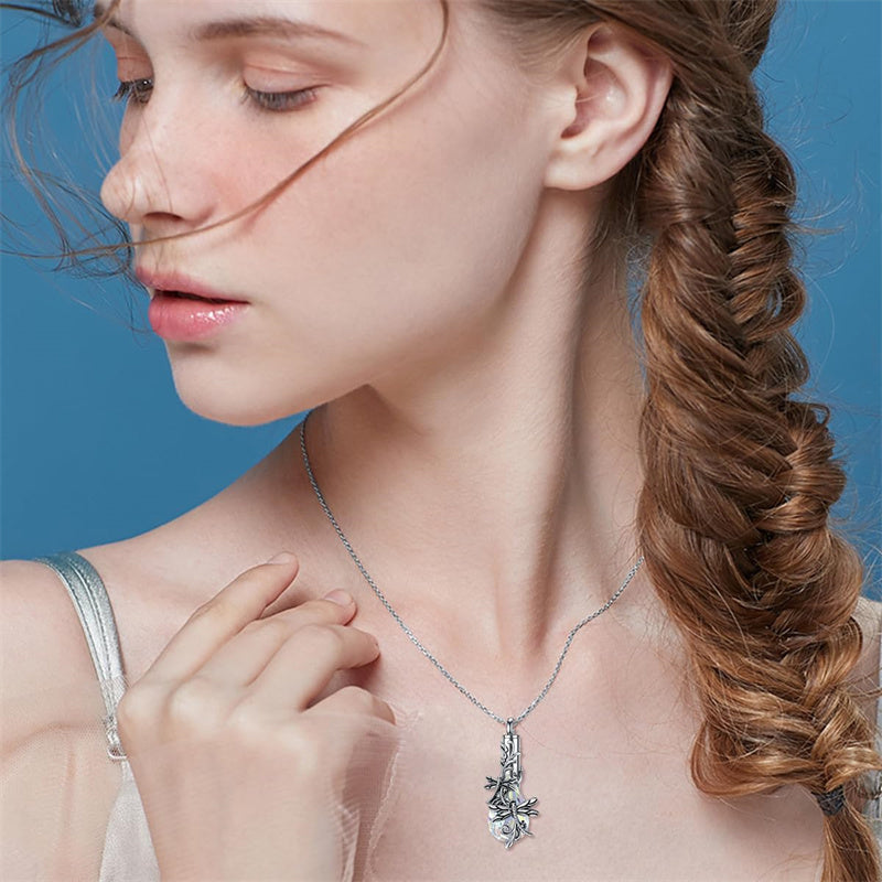 Sterling Silver Teardrop Crystal Butterfly Dragonfly Fox Hummingbird Phoenix Tree of Life Urn Necklaces for Ashes