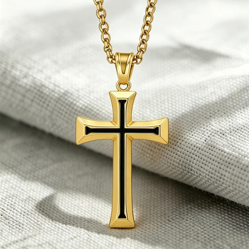 14K Plated Gold Cross Pendant Crucifix Necklace Christian Jewelry Baptism Religious Faith